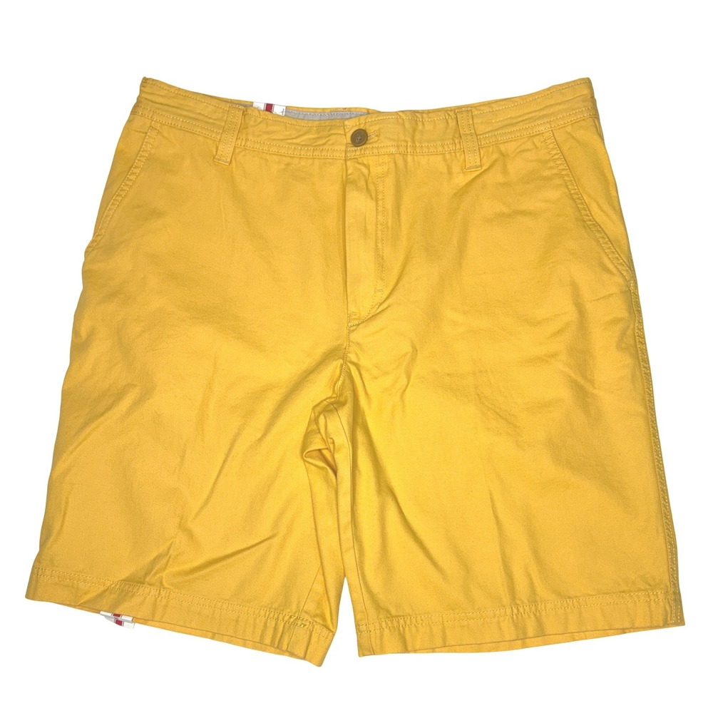Izod Saltwater Mustard Yellow Bermuda Shorts 36 Flat Front 10.5" Inseam NEW